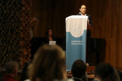 Claudia Sheinbaum habla durante el evento, que tuvo lugar este lunes en Ciudad de México.